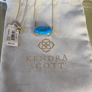Kendra Scott Silver Necklace with Turquoise Stone Adjustable NWT